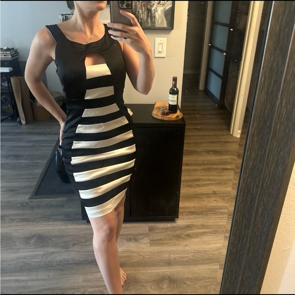 Jax Black and White Halter Bodycon Mini Dress